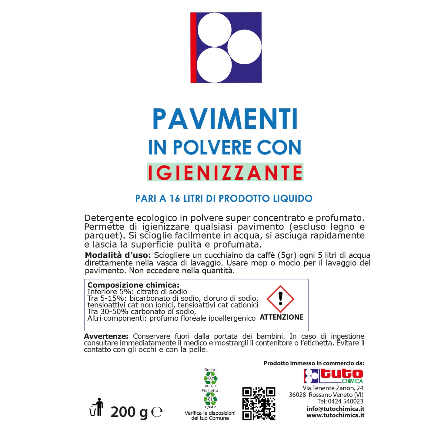 Pavimenti igienizzante in polvere 200gr
