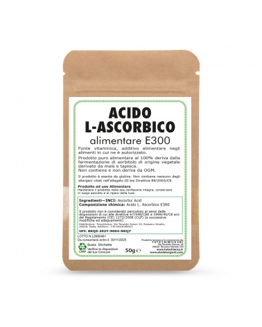 Acido L-Ascorbico E300 Alimentare 50g - Polvere Pura 100%