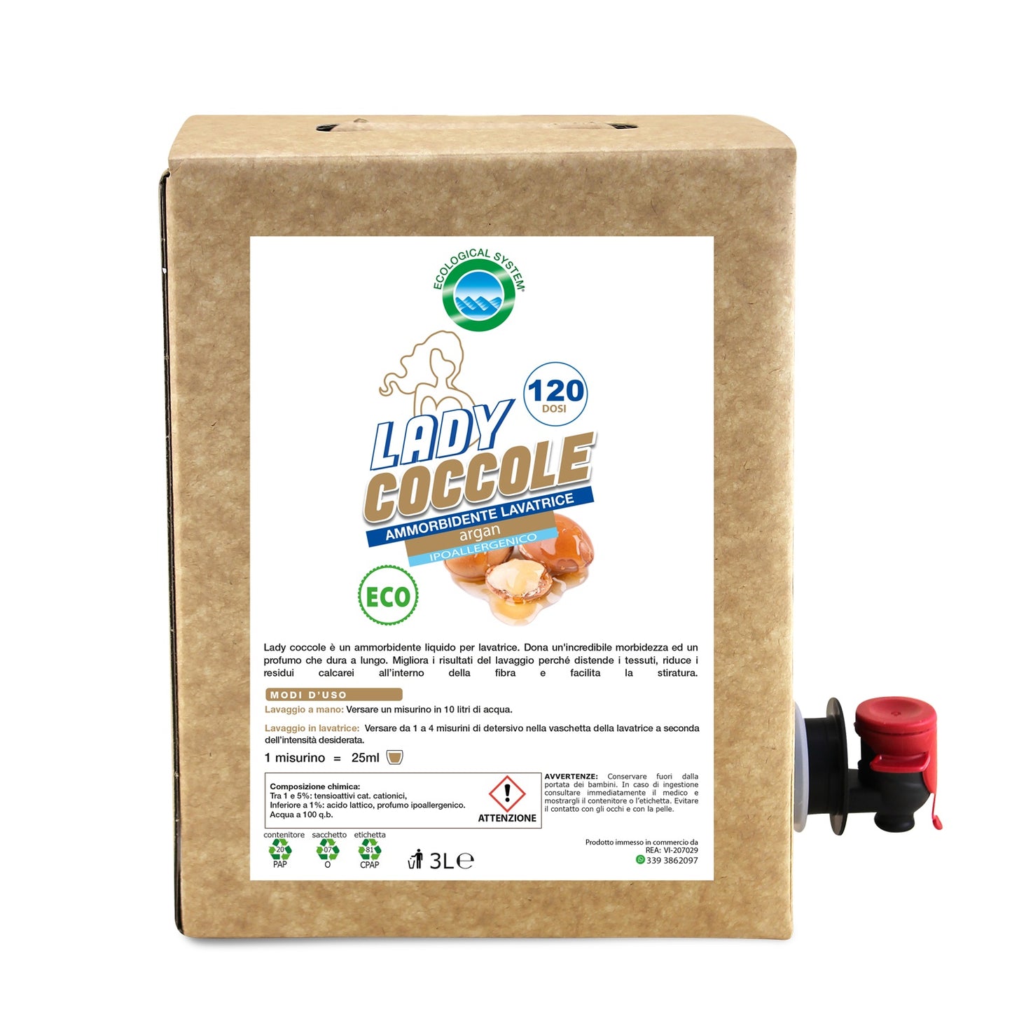 ammorbidente ecologico argan lady coccole 3l
