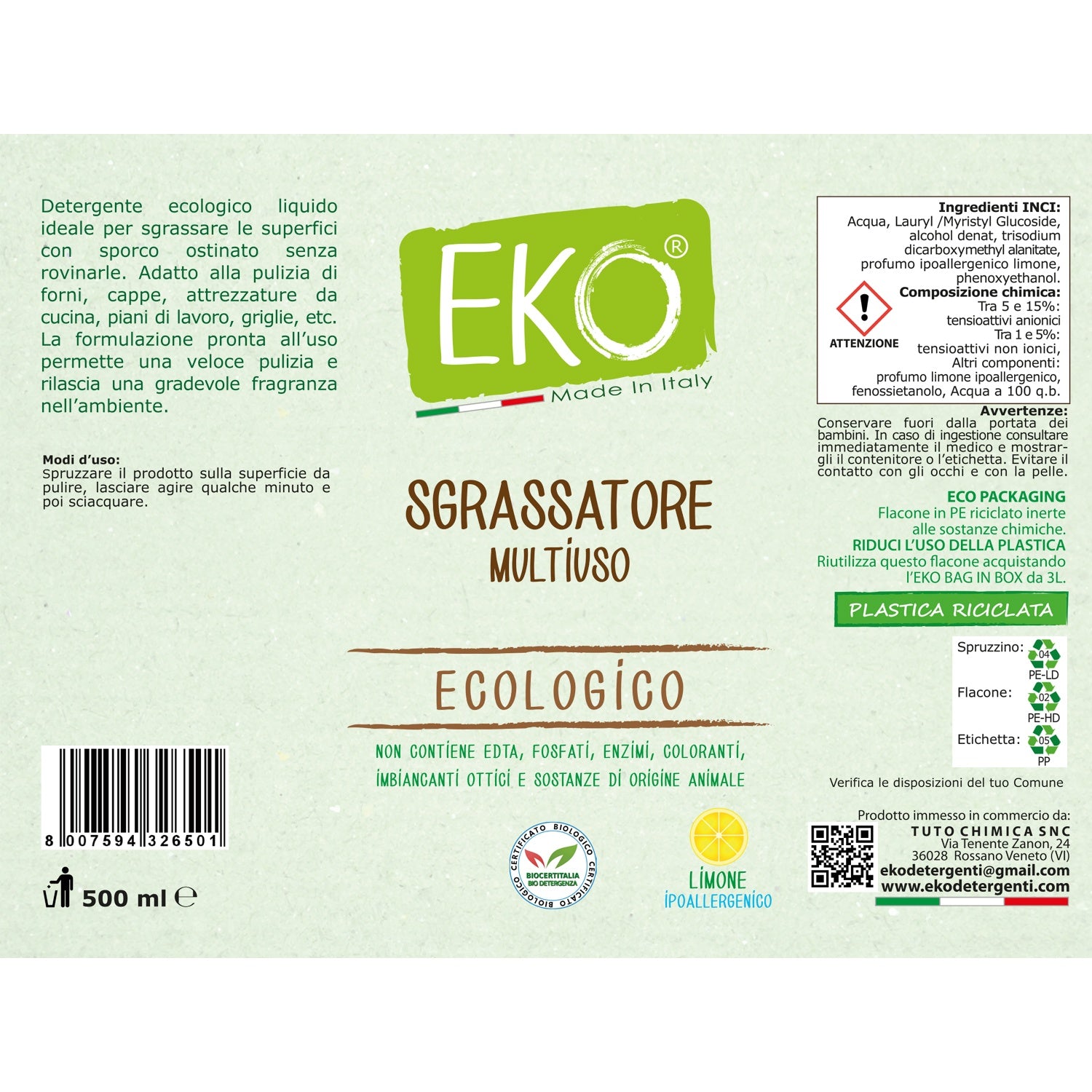 Eko sgrassatore multiuso ecologico