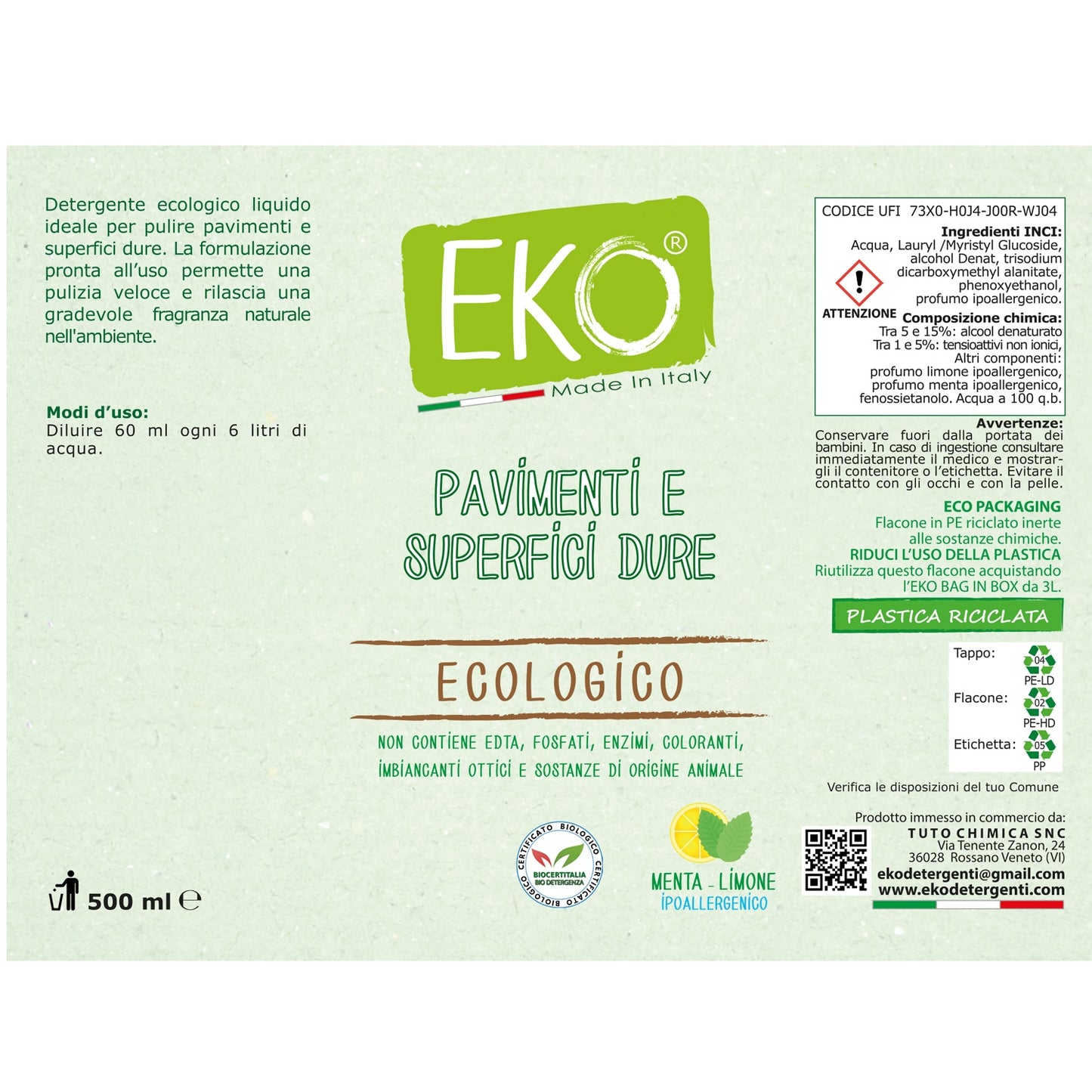 Eko detergente pavimenti e superfici dure ecologico