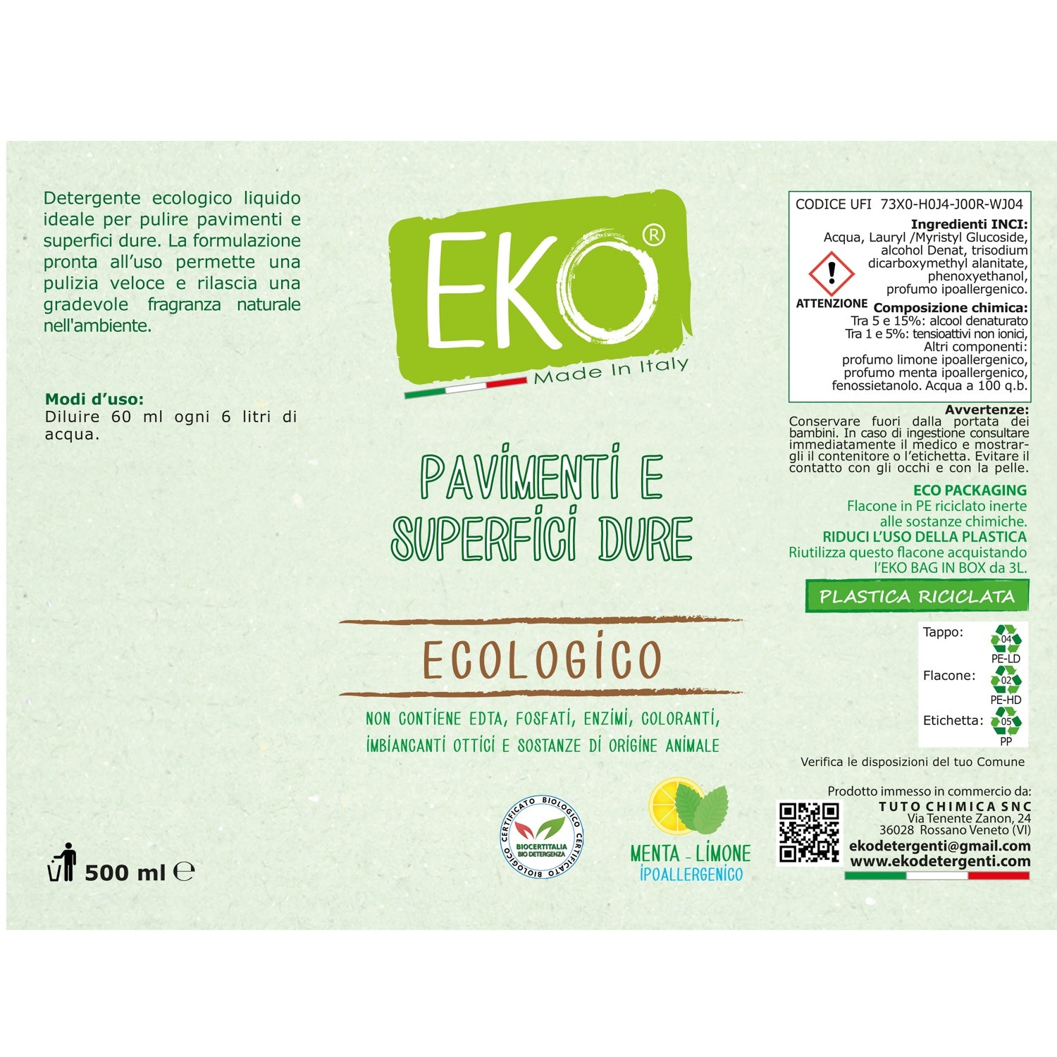 Eko detergente pavimenti e superfici dure ecologico