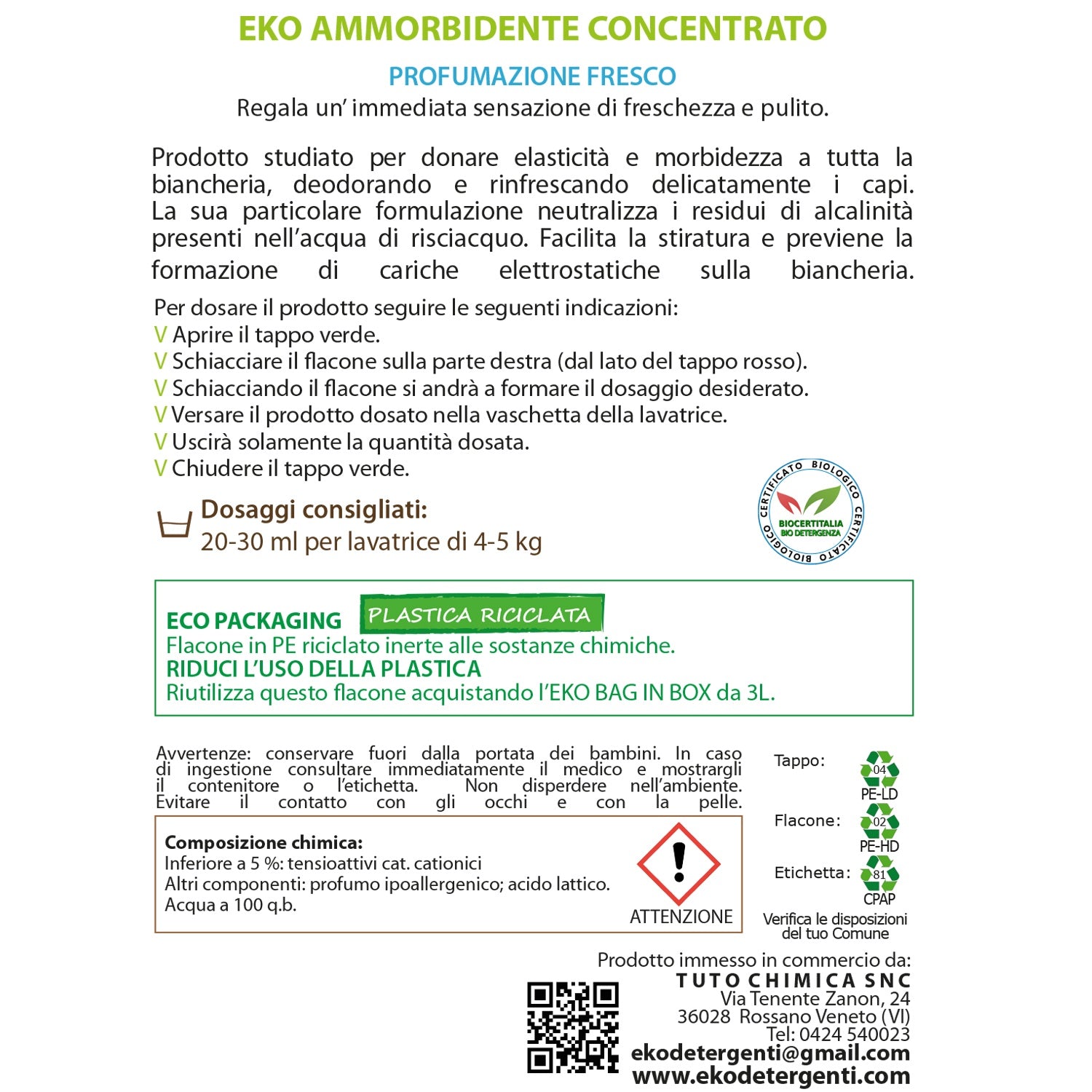 Bag in Box Kit Eko ammorbidente ecologico liquido