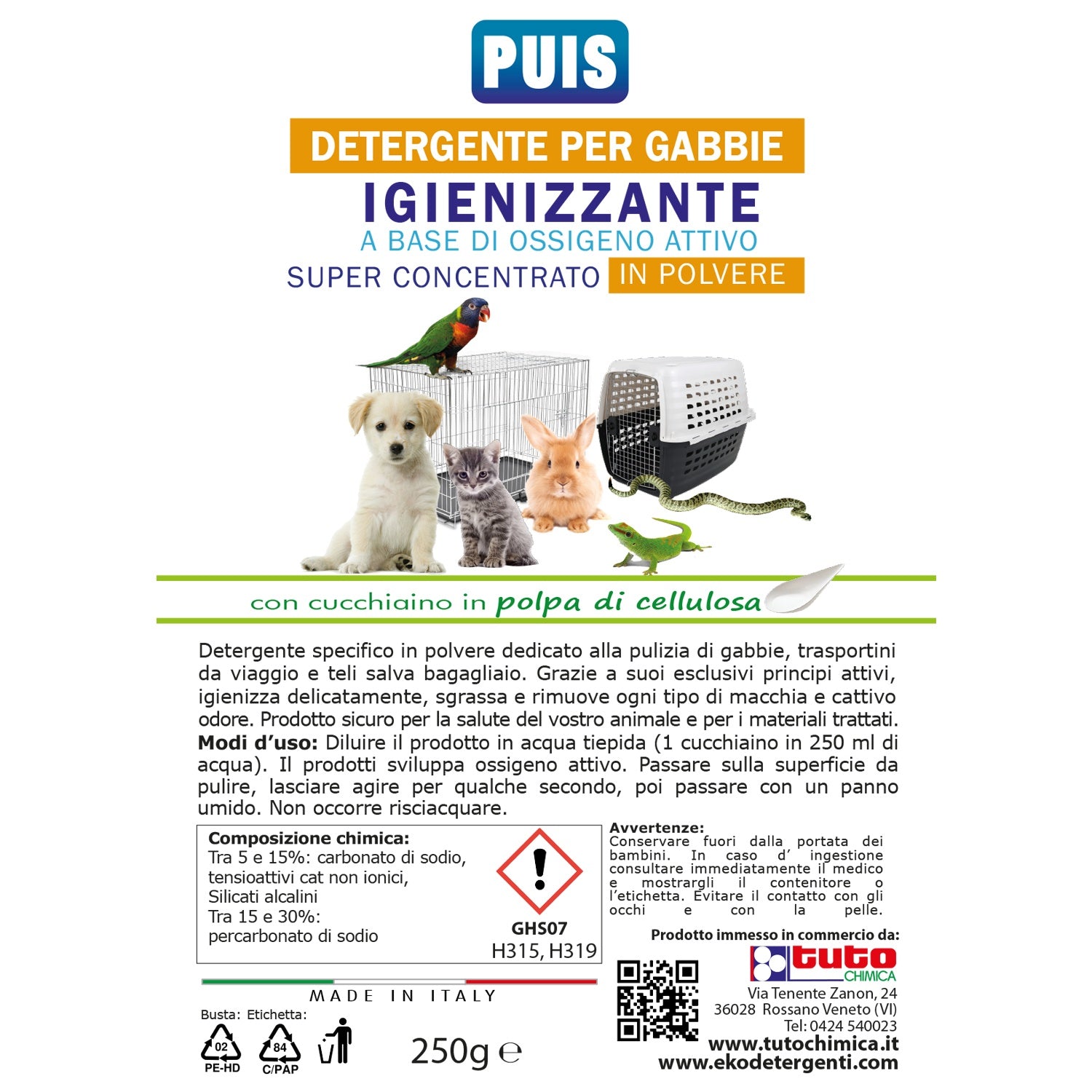 Detergente per gabbie e trasportini igienizzante 250g