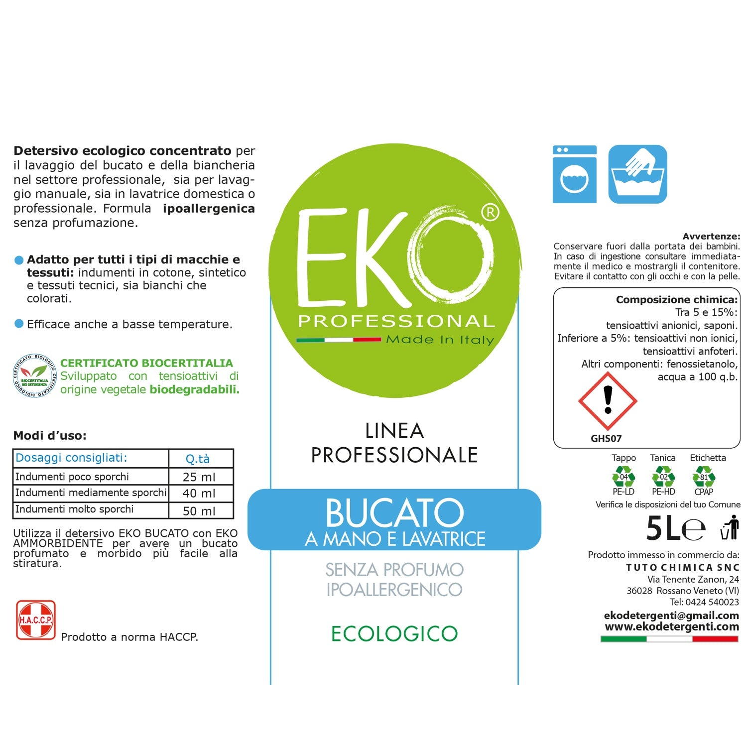 Detersivo lavatrice professionale ecologico Eko Professional