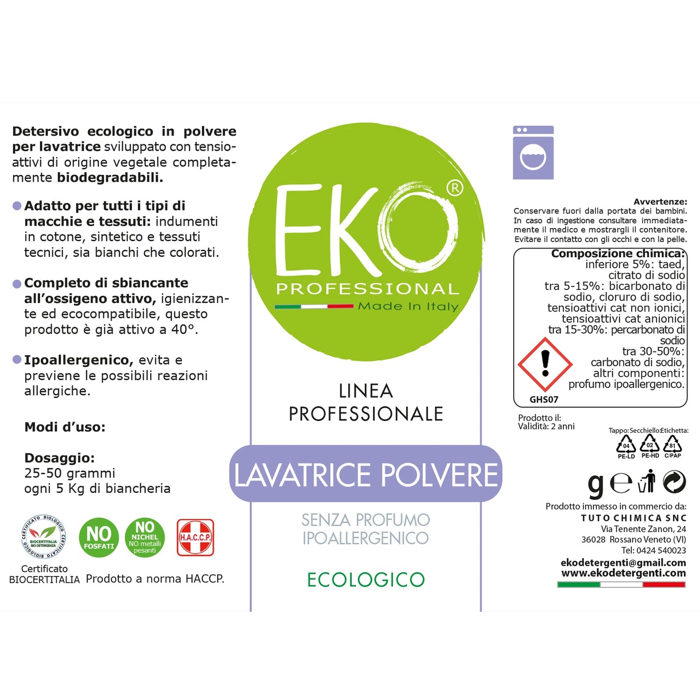 Detersivo polvere lavatrice professionale eko professional
