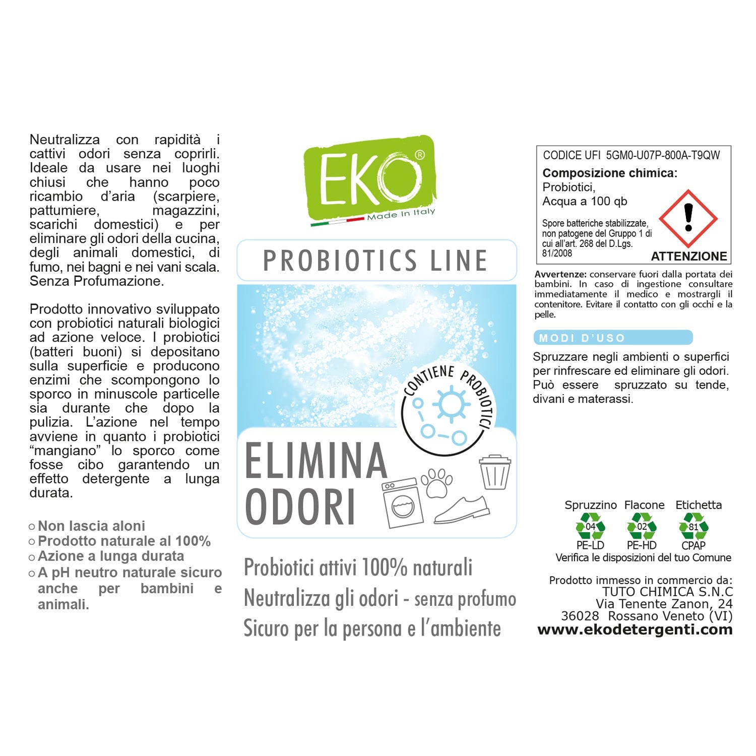 Eko elimina odori con probiotici