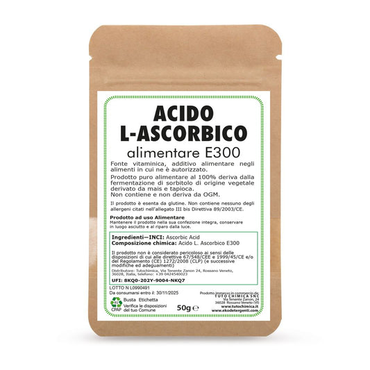 Acido L-Ascorbico E300 Alimentare 50g - Polvere Pura 100%