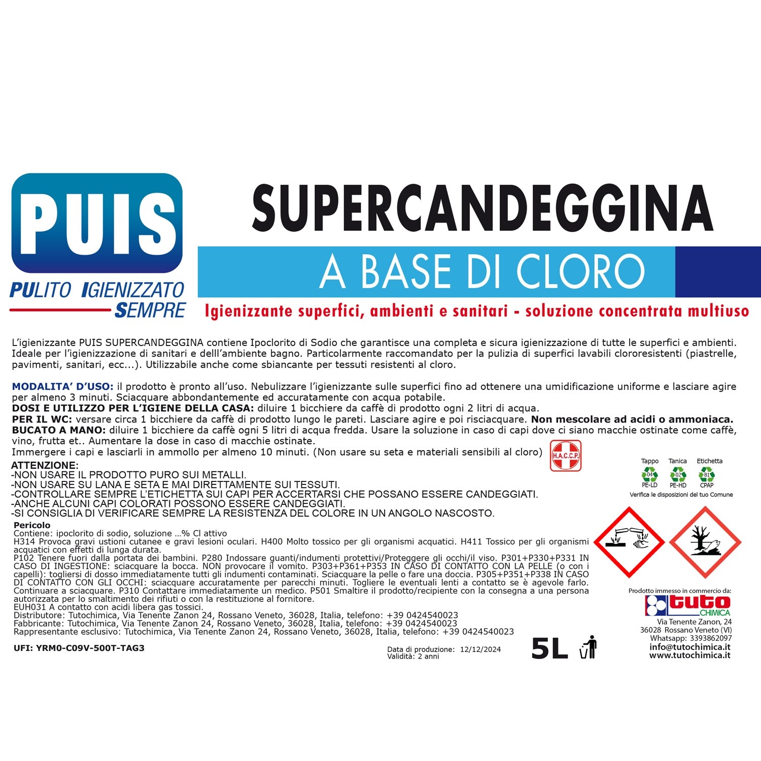Super Candeggina a Base di Cloro 5L
