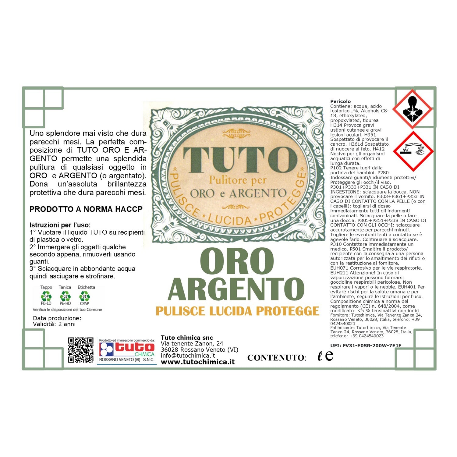 Detergente disossidante pulizia oro e argento
