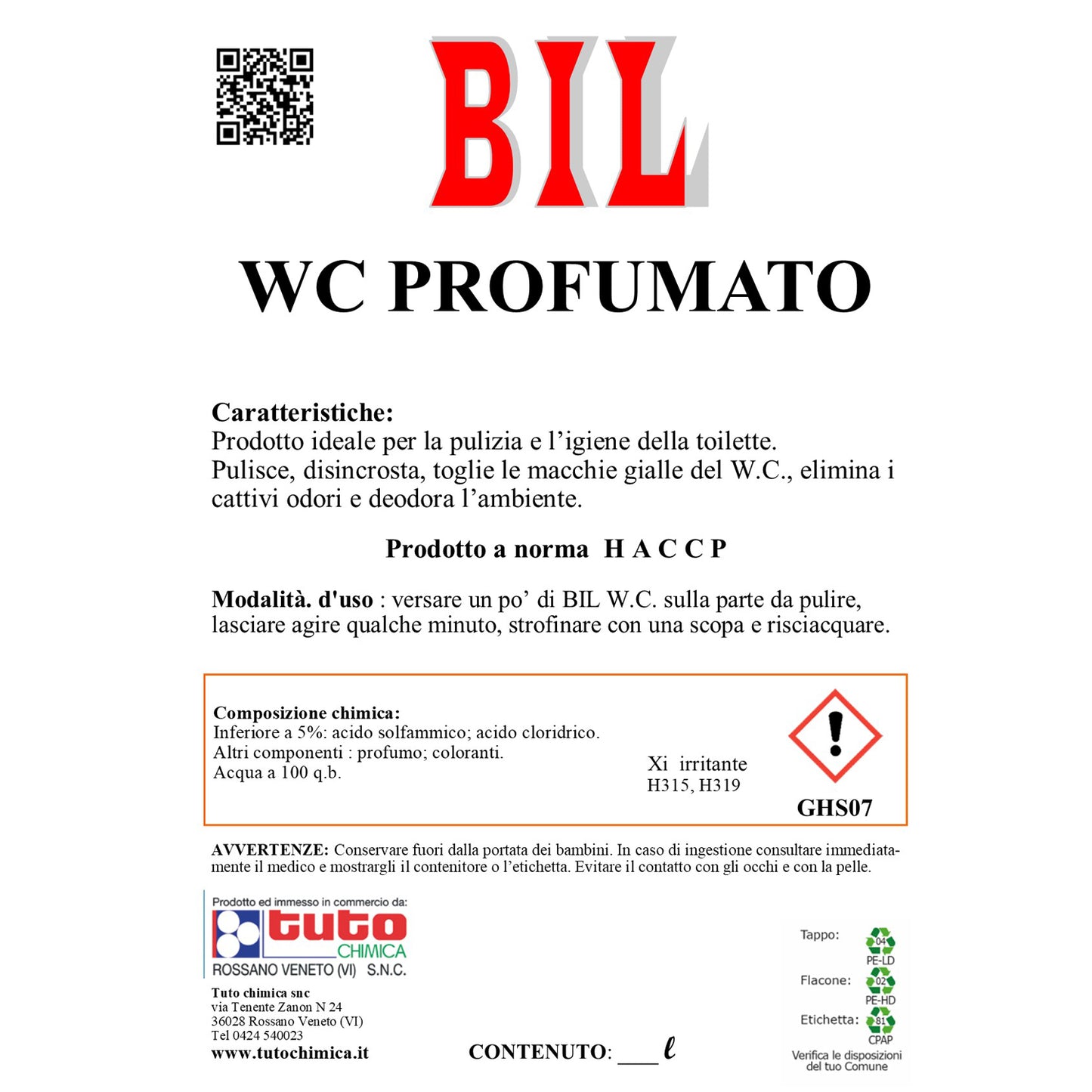 Bil detergente WC profumato