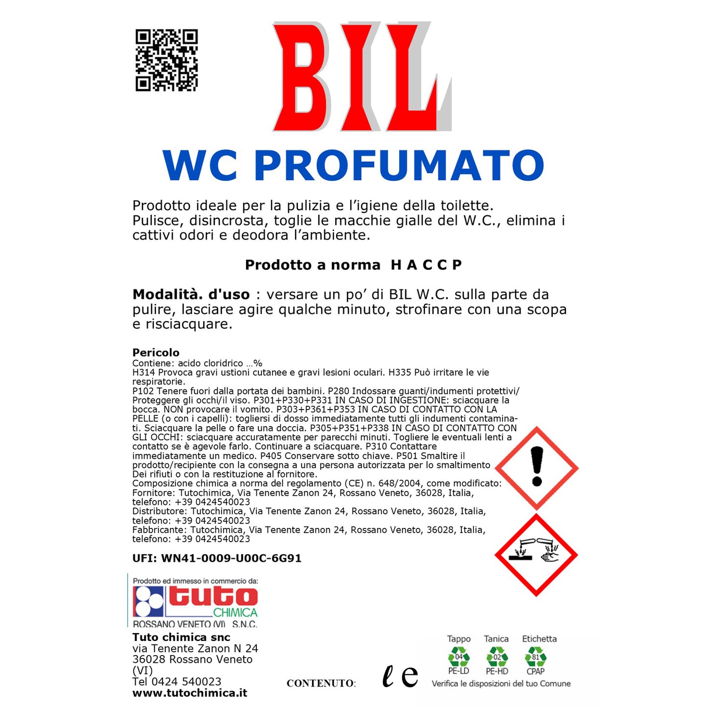 Bil detergente WC profumato