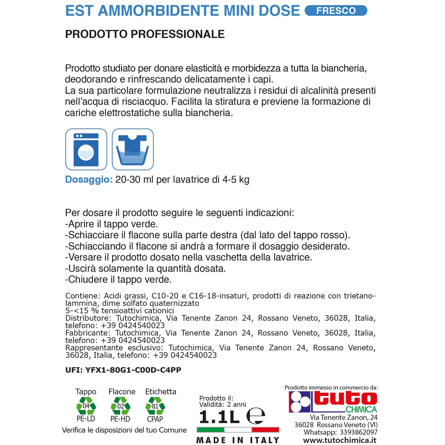 EST Ammorbidente lavatrice minidose 1,1L