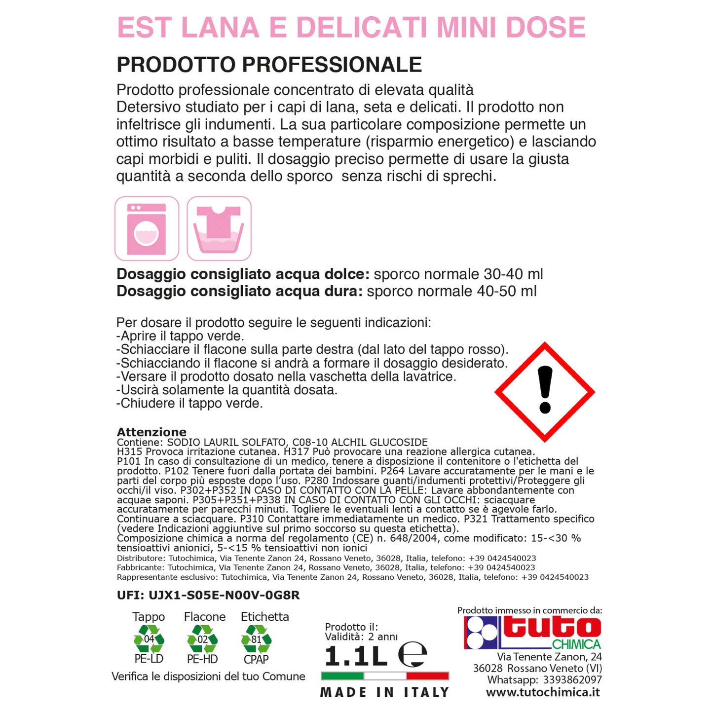 EST Detersivo Lavatrice Lana e Delicati Concentrato Minidose 1.1L