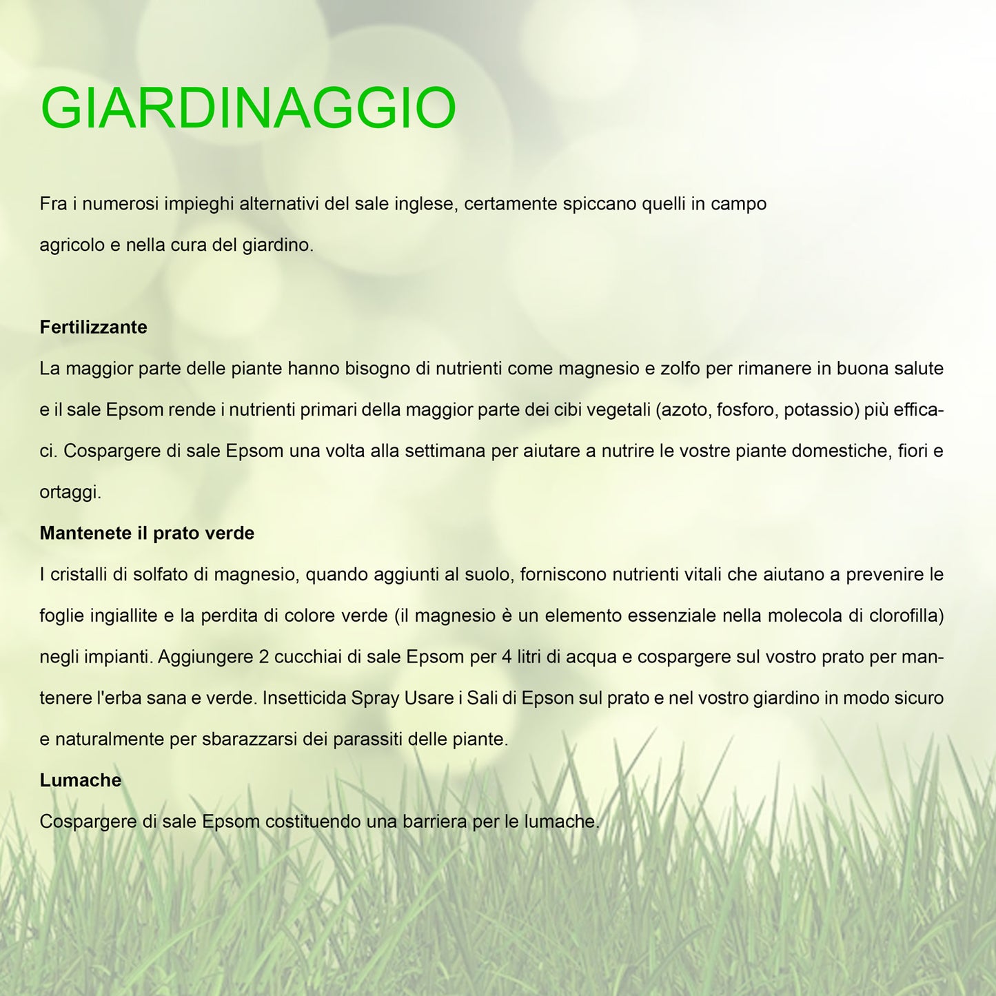 Magnesio solfato o sale di Epsom