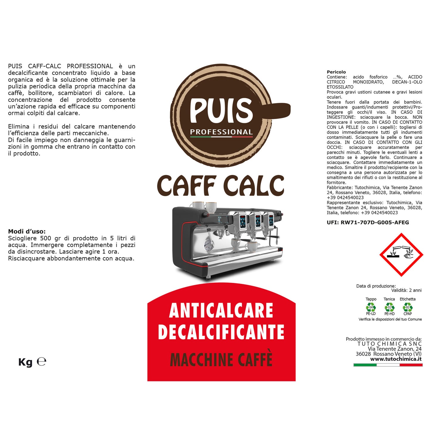 Puis caff calc anticalcare decalcificante macchine caffè