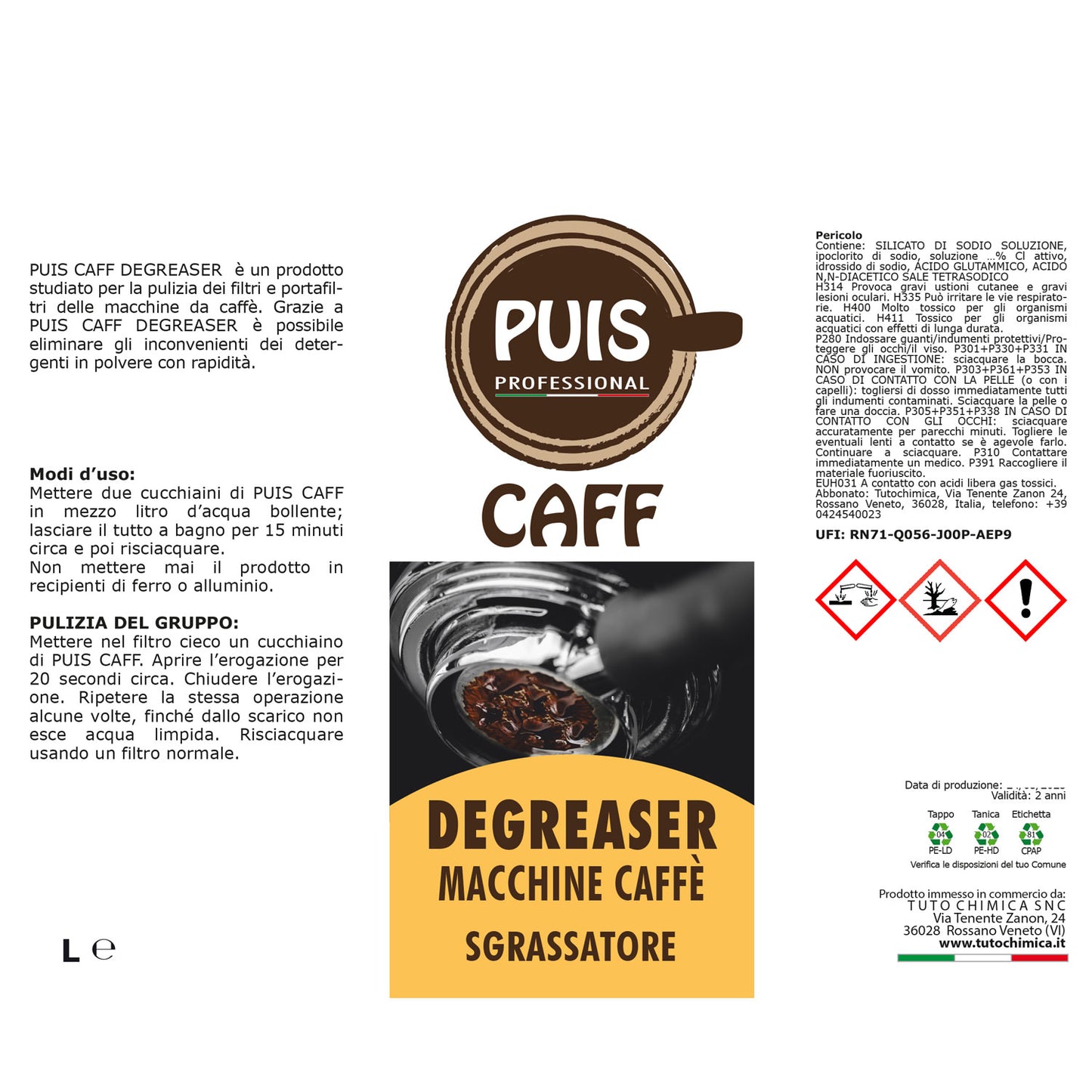 Puis caff degreaser detergente filtri e macchine caffe’