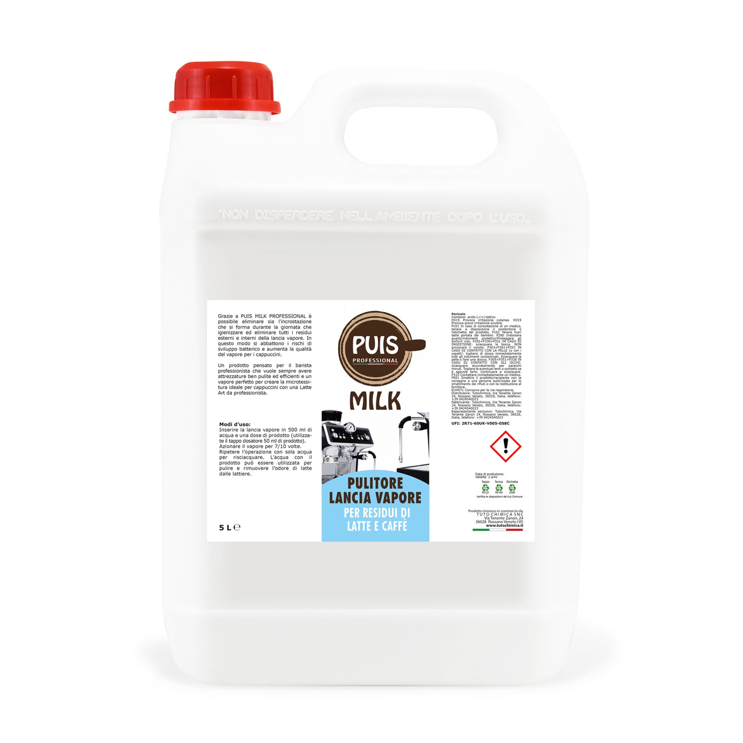 Puis milk Pulitore lancia vapore