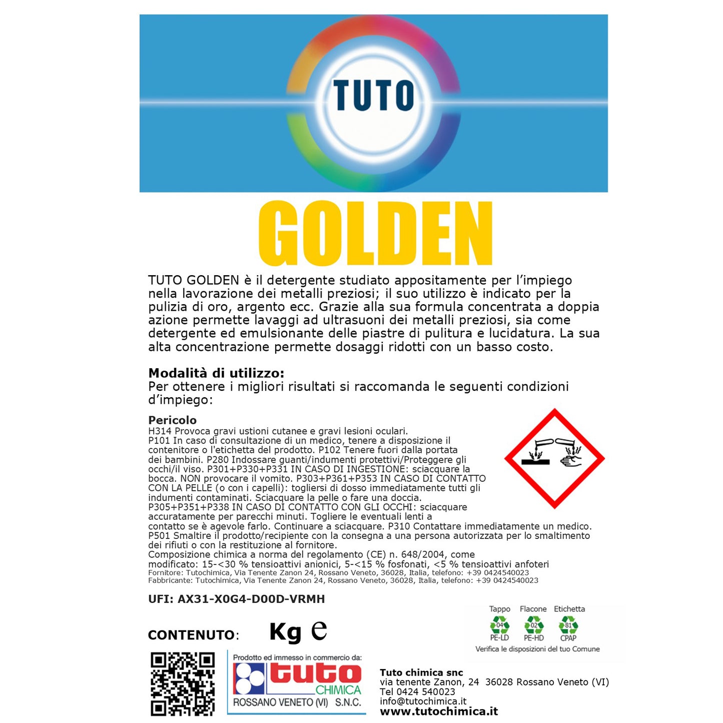 Tuto Golden Detergente Pulizia Oro e Argento
