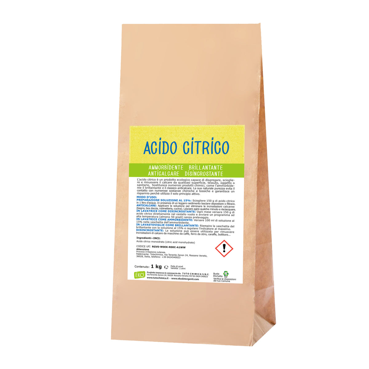 Acido citrico monoidrato 1Kg busta carta