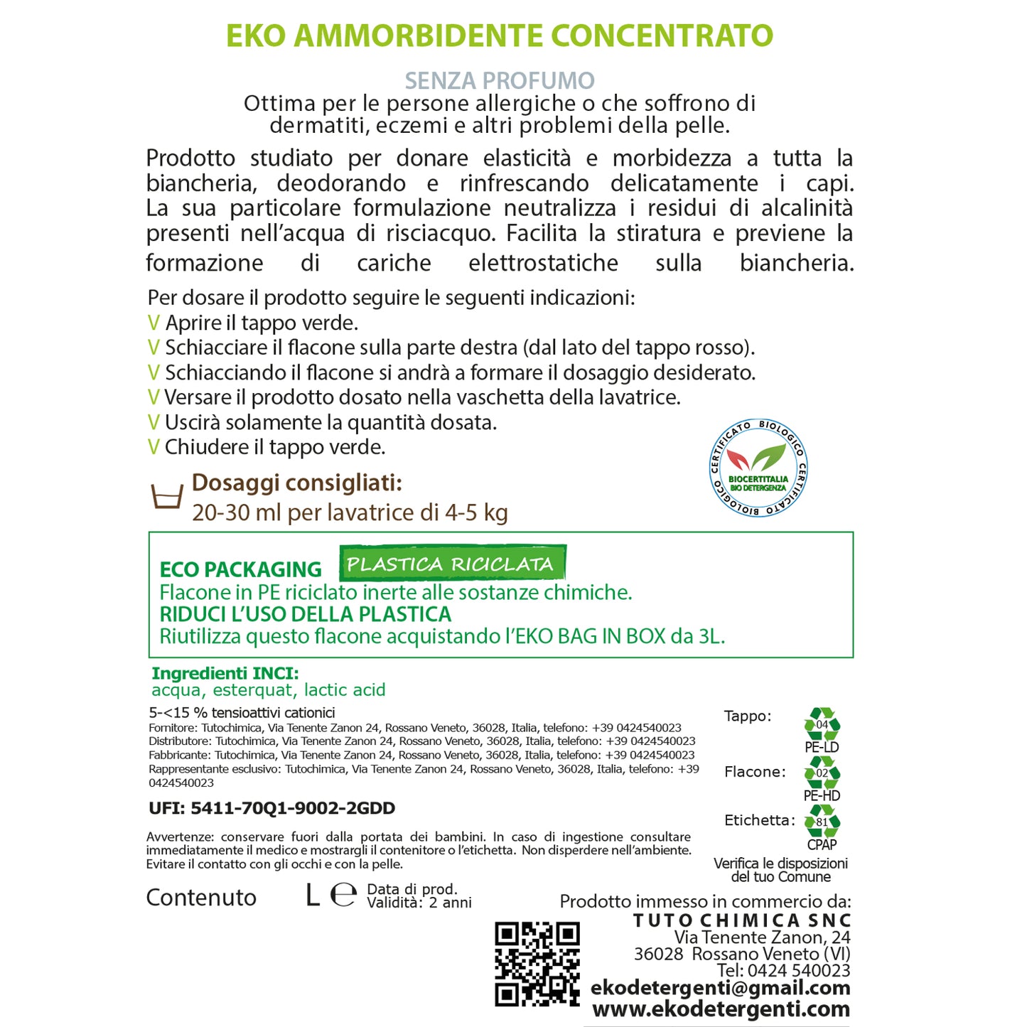 Eko ammorbidente ecologico liquido
