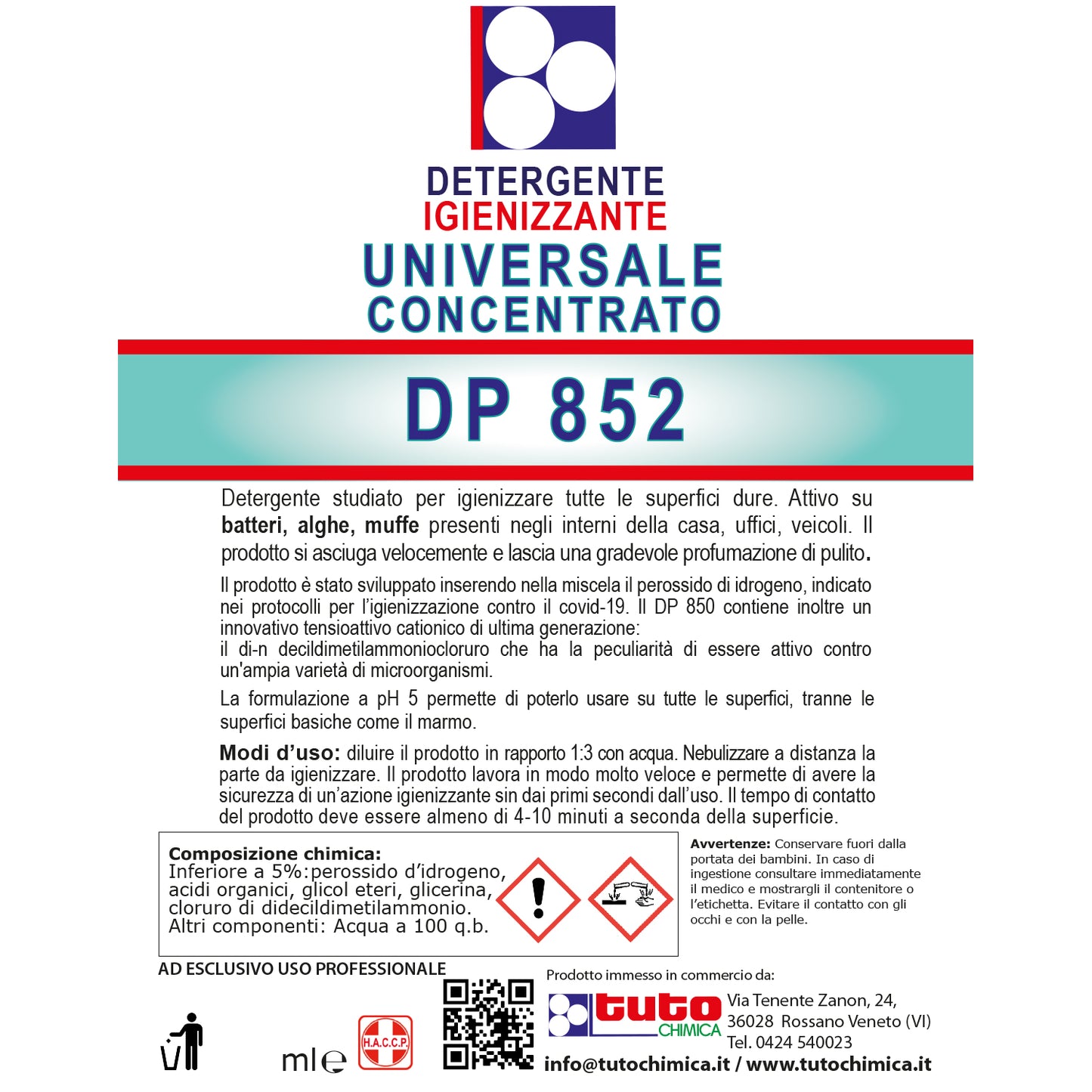 Dp 852 igienizzante universale concentrato