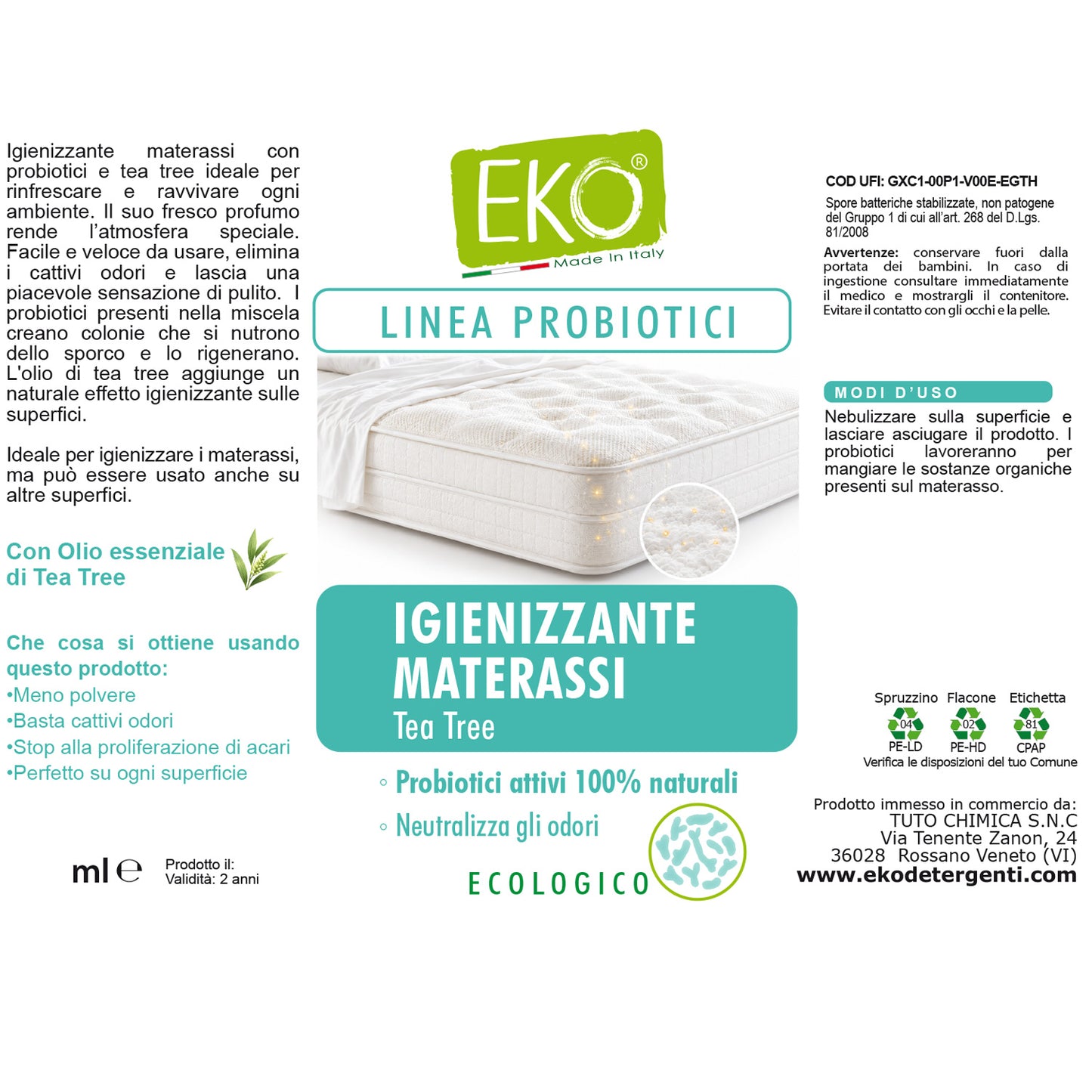 Eko igienizzante materassi con probiotici 240ml