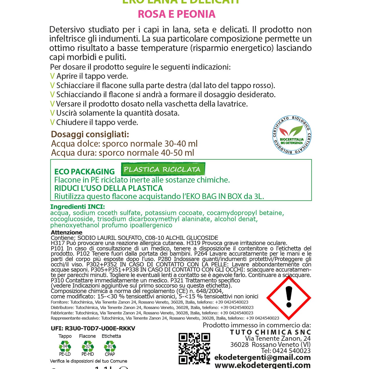 Eko detersivo lana e delicati ecologico