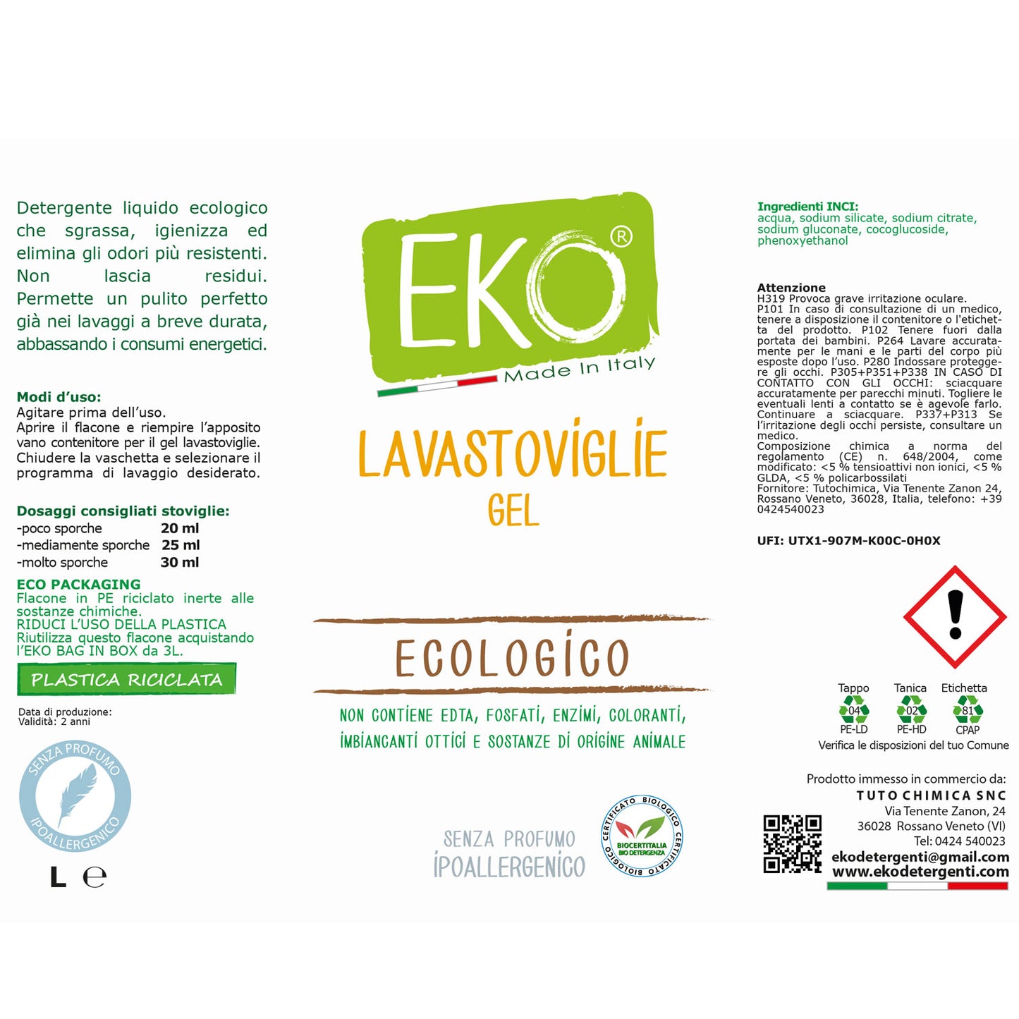 Eko detersivo lavastoviglie gel