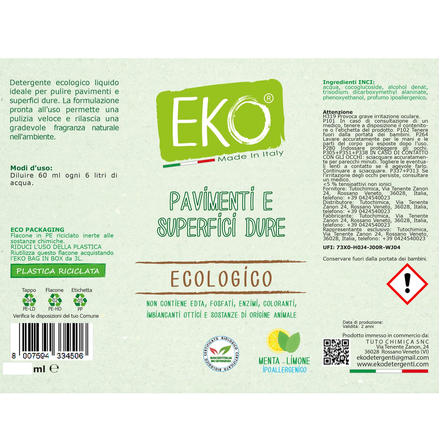 Eko detergente pavimenti e superfici dure ecologico