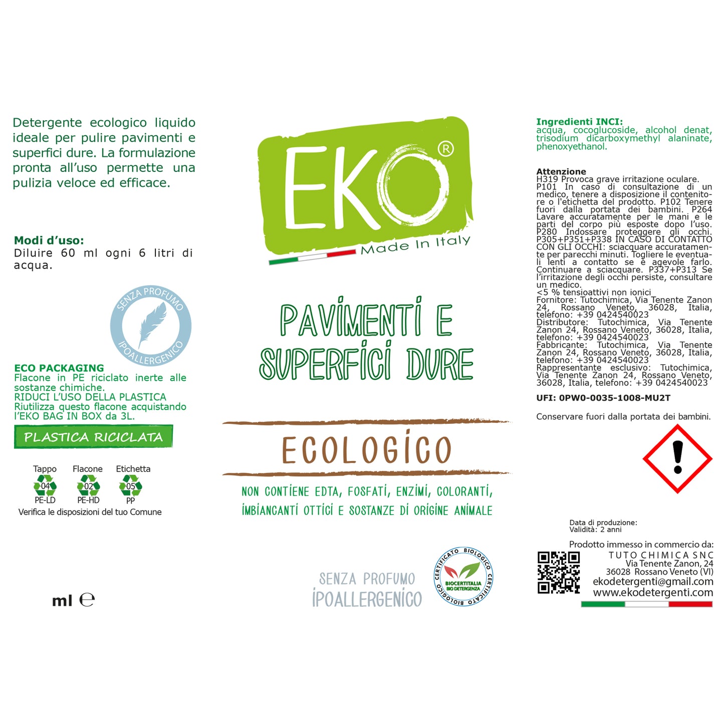 Eko detergente pavimenti e superfici dure ecologico