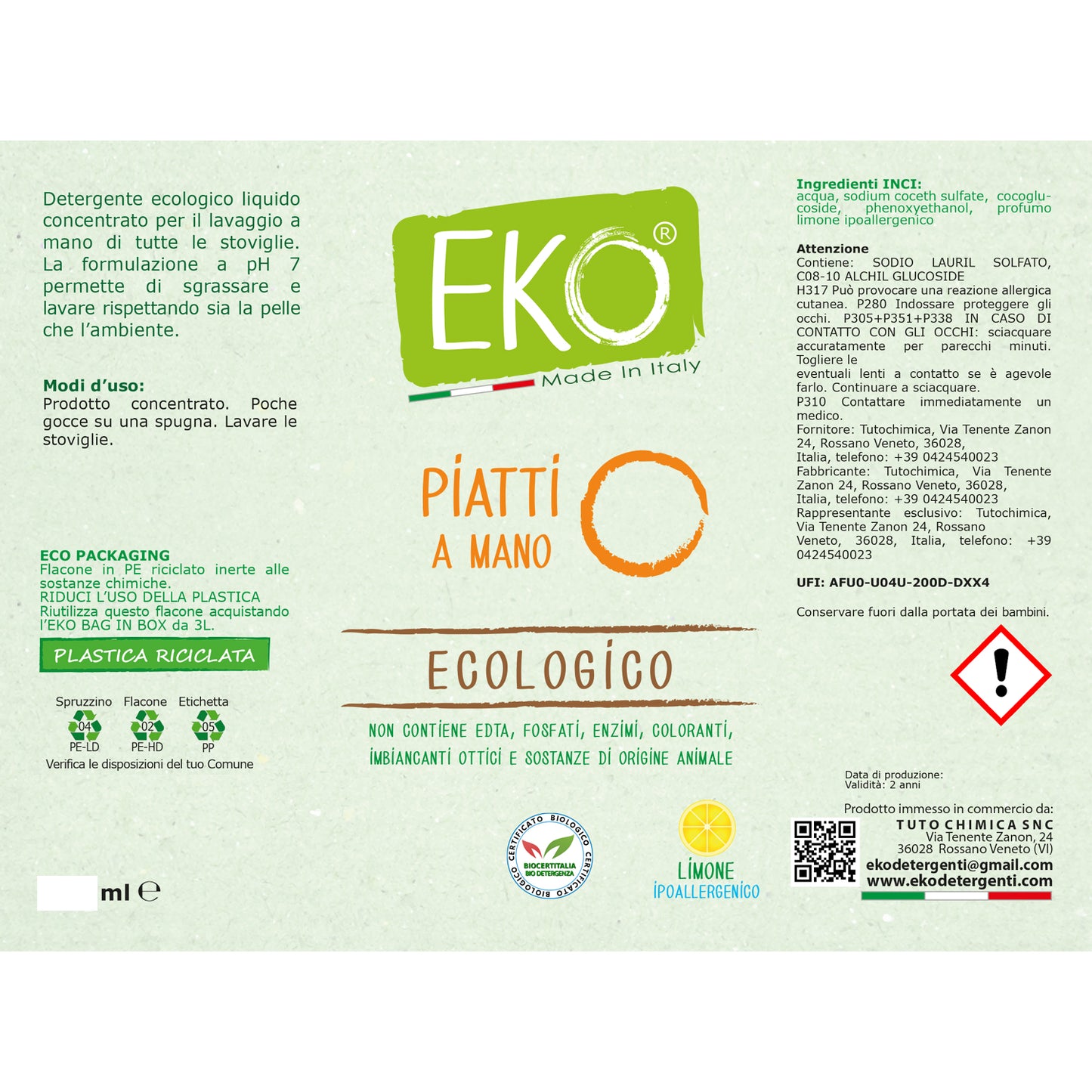 Eko detersivo piatti ecologico