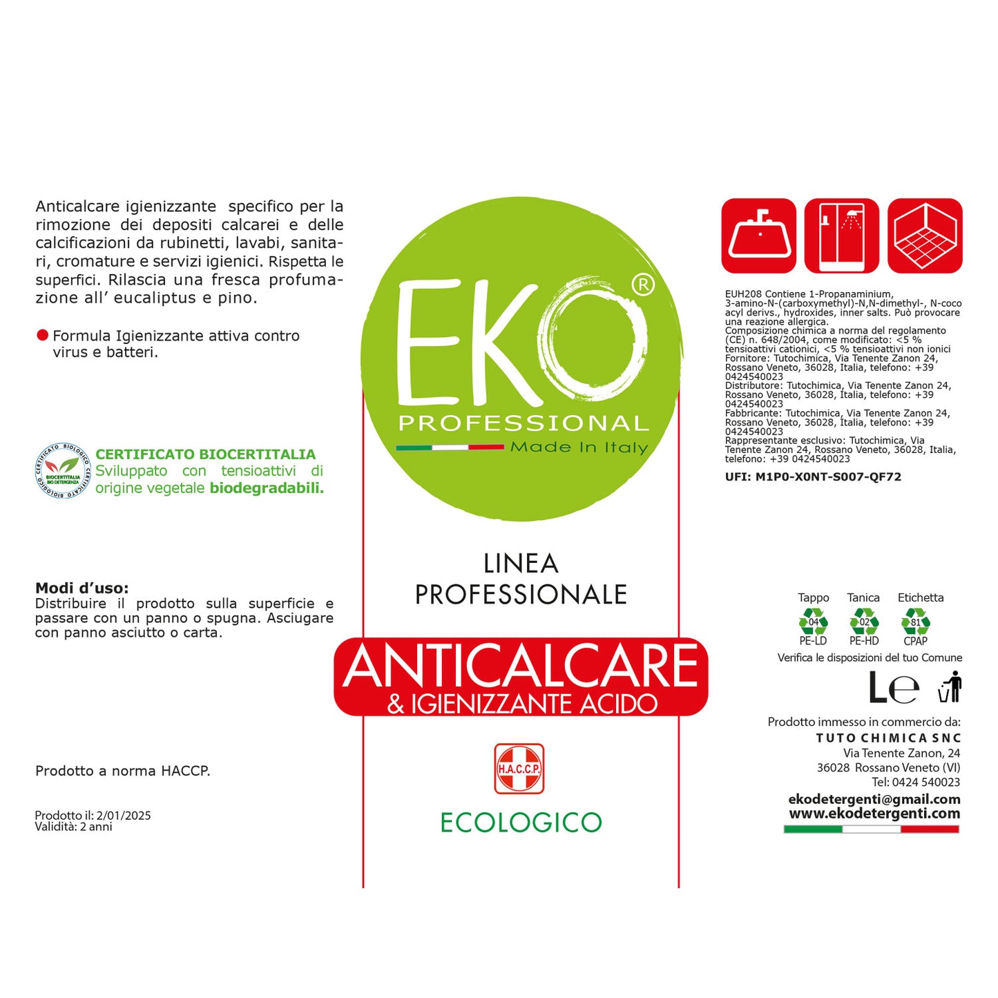Anticalcare igienizzante professionale ecologico Eko Professional