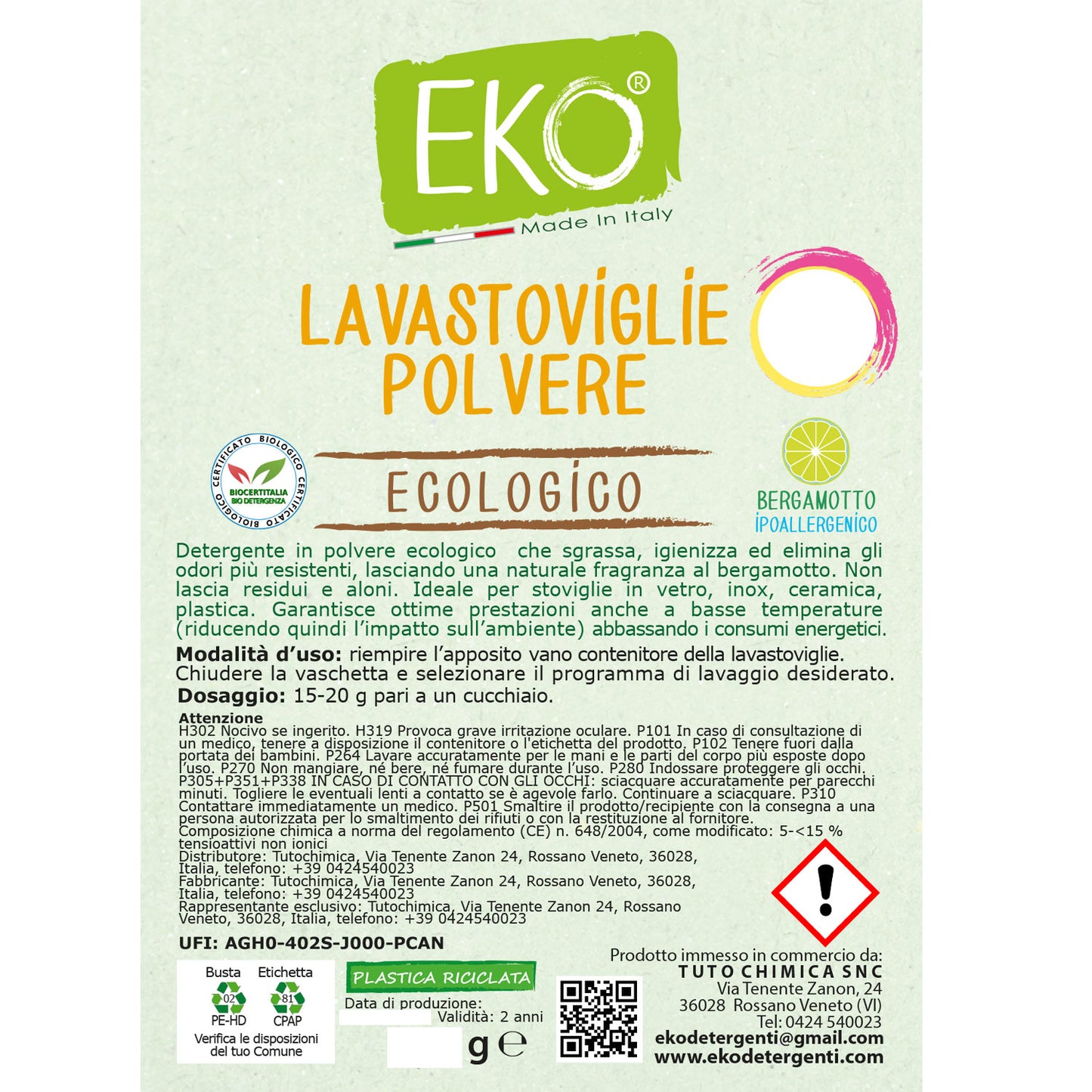 Eko lavastoviglie polvere