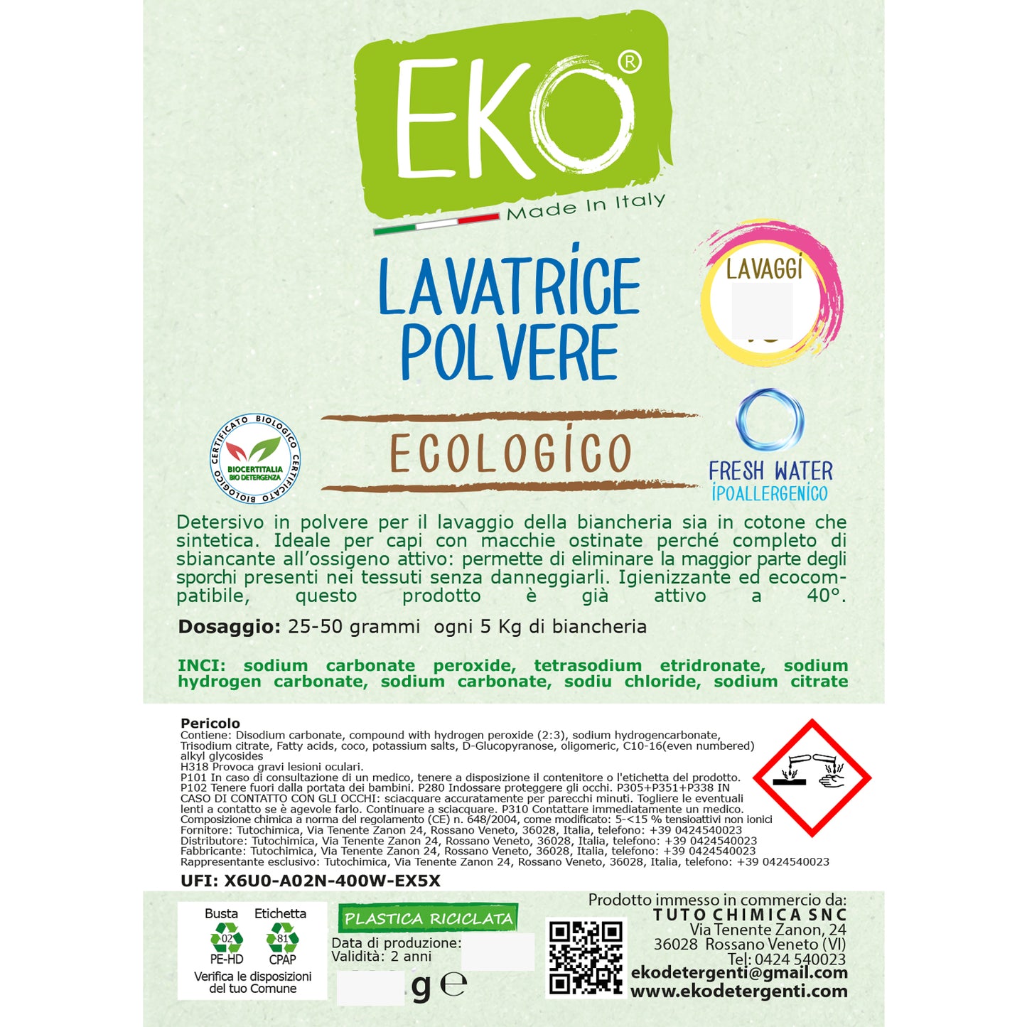 Eko detersivo polvere lavatrice ecologico