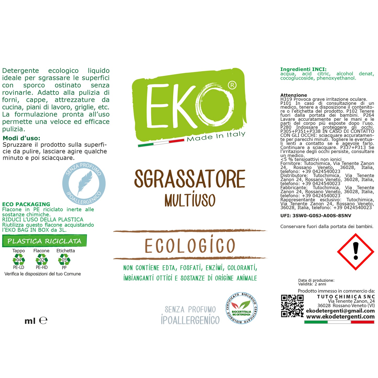 Eko sgrassatore multiuso ecologico