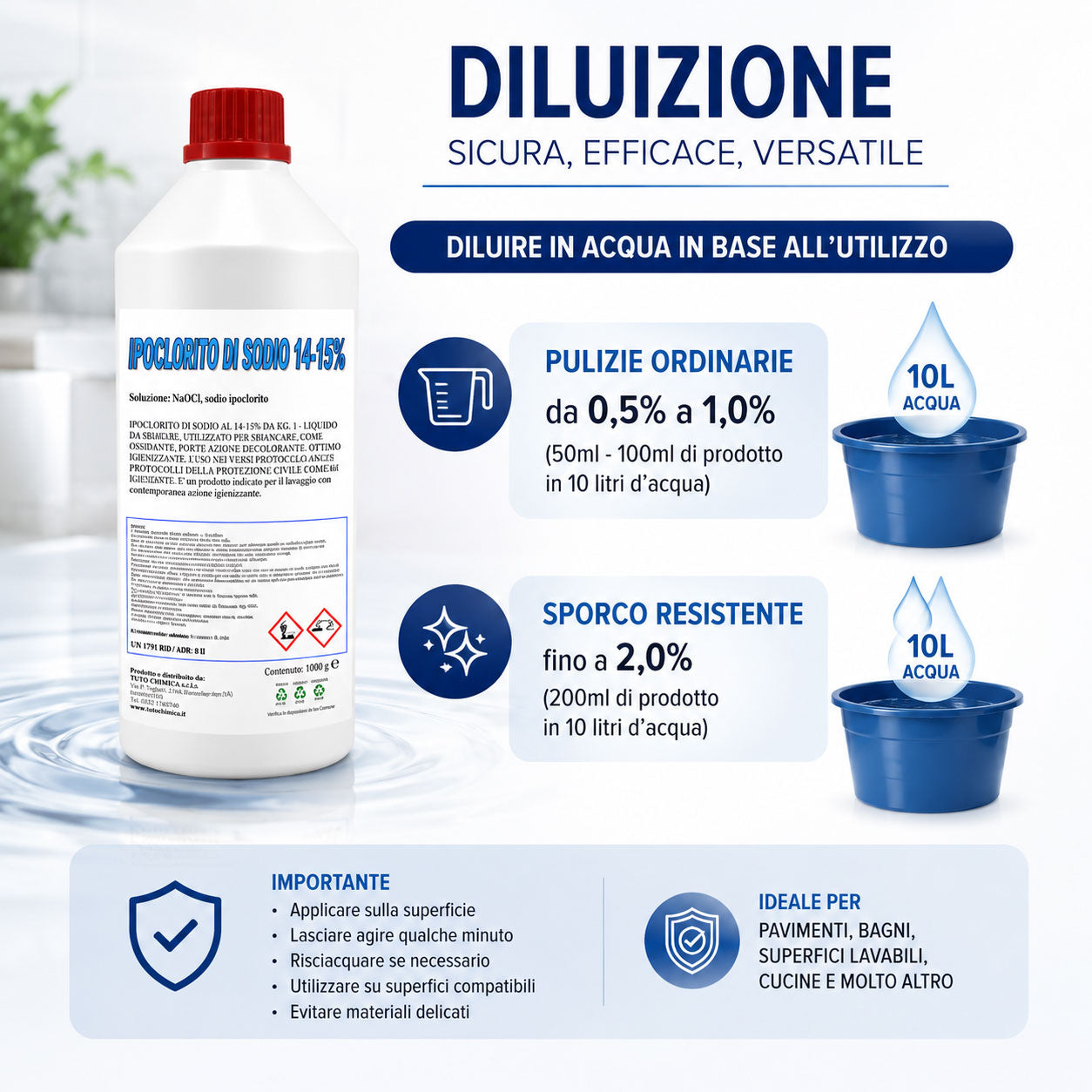 Ipoclorito di sodio 14/15%