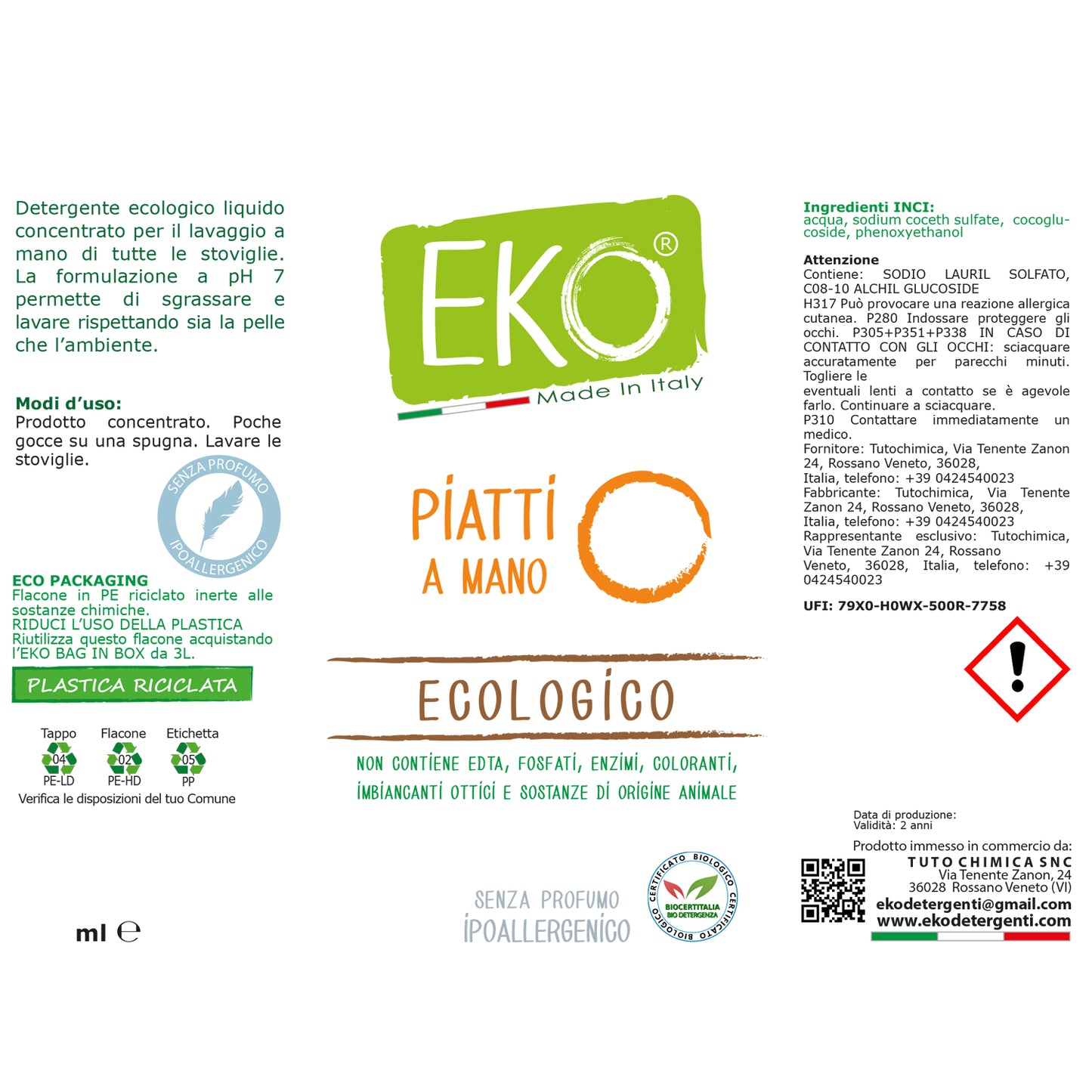 Eko detersivo piatti ecologico