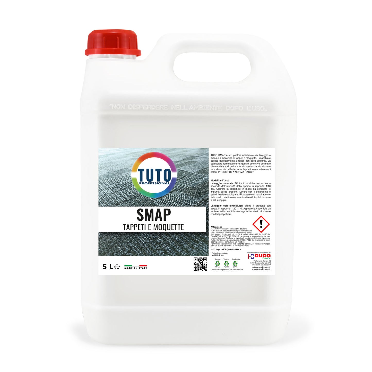 detergente per moquette e tappeti tuto smap 5l