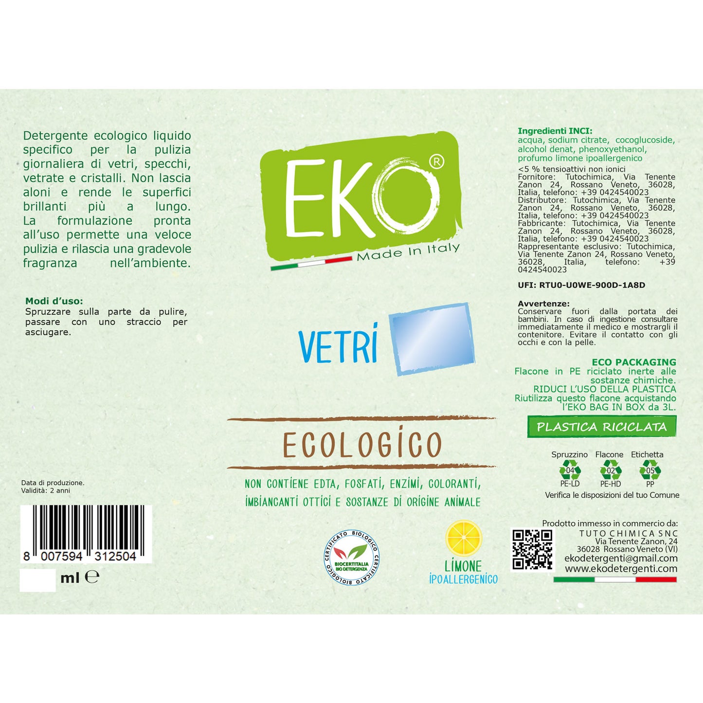Eko detergente vetri ecologico